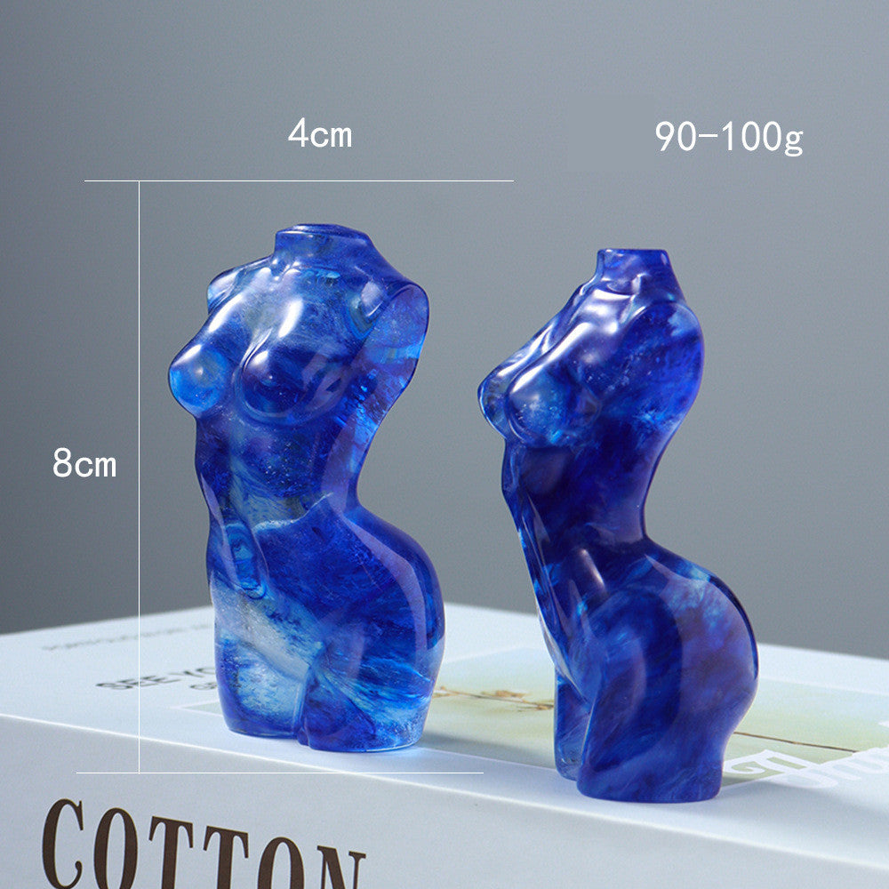 Blue Smelted Crystal Nude Torso Sculpture Ornaments