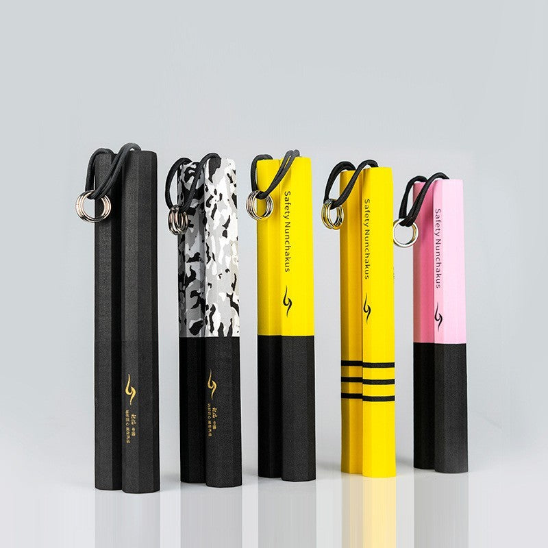 Factory Supply Silver Flame Commemorative Octagonal Safety Sponge Practice Nunchaku