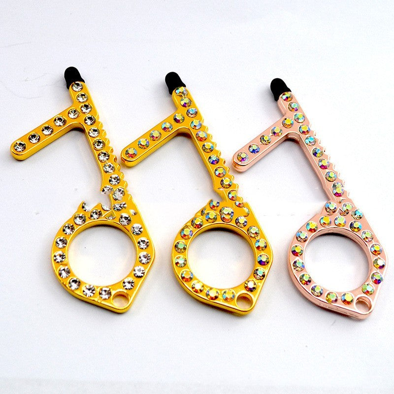 Diamond Touch-free Door Opener Touchscreen Stylus Keychain