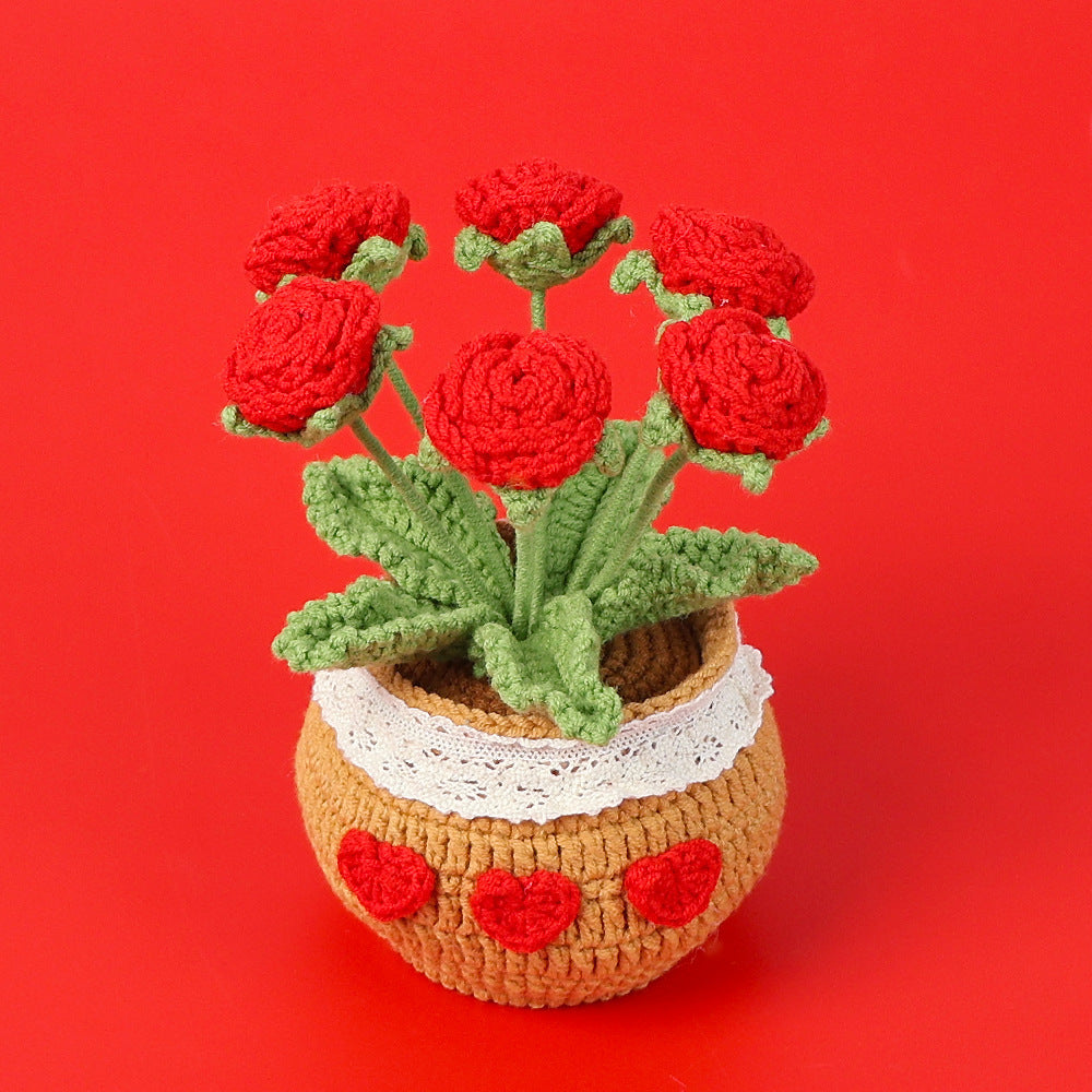 Finished Handmade Wool Woven Home Decoration Tulip Potted Plant
