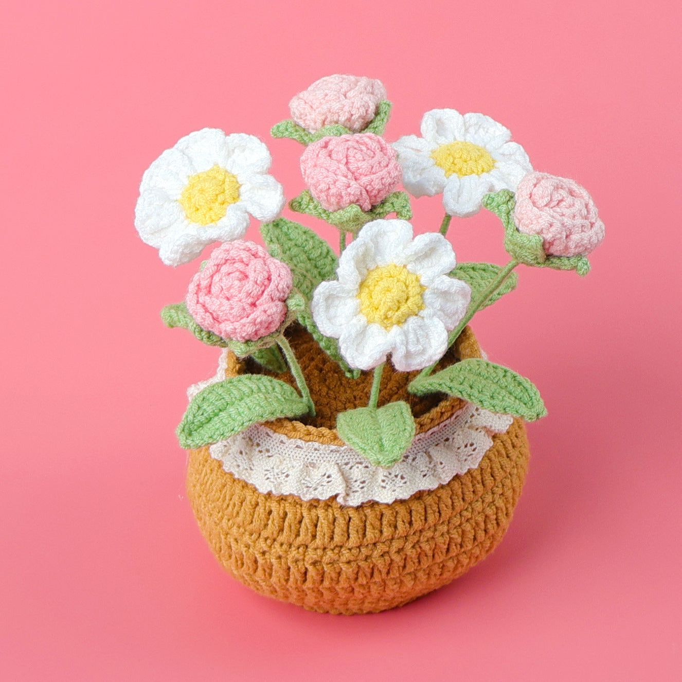 Finished Handmade Wool Woven Home Decoration Tulip Potted Plant