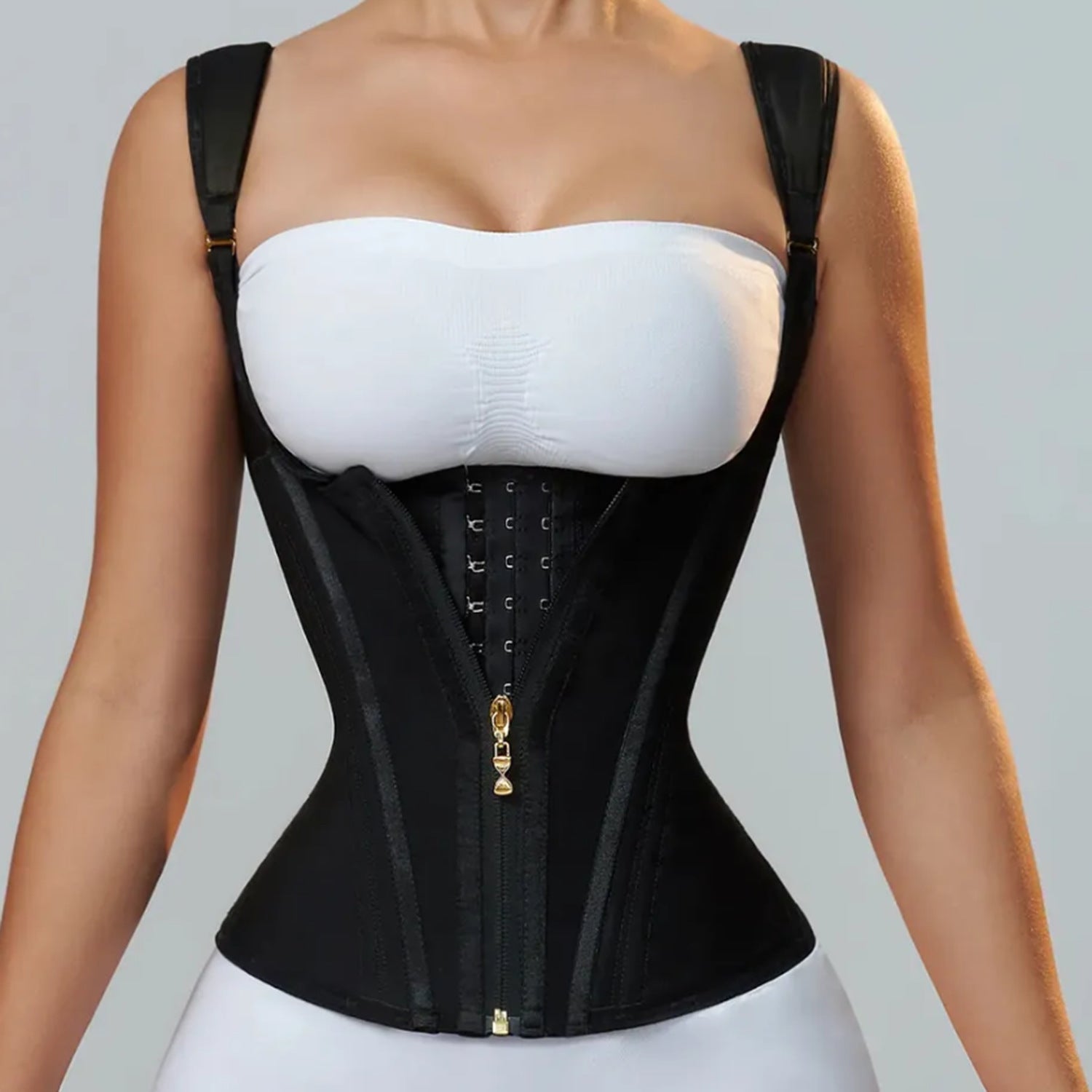 High Elastic Mesh Waist Seal Court Belly Contracting And Slimming Waistband Zipper Breasted Vintage Corset