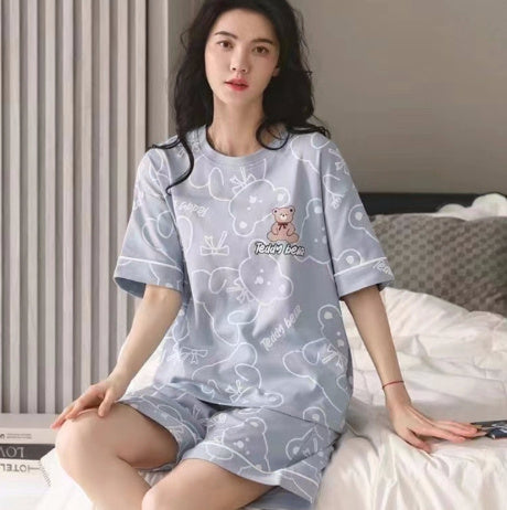 Pajamas Summer Women's Suit Pure Cotton High-grade Short-sleeved Shorts