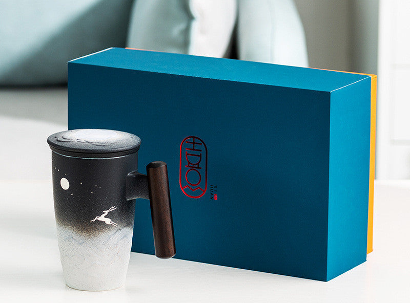 Filter Tea Cup with Lid Office Tea Cup