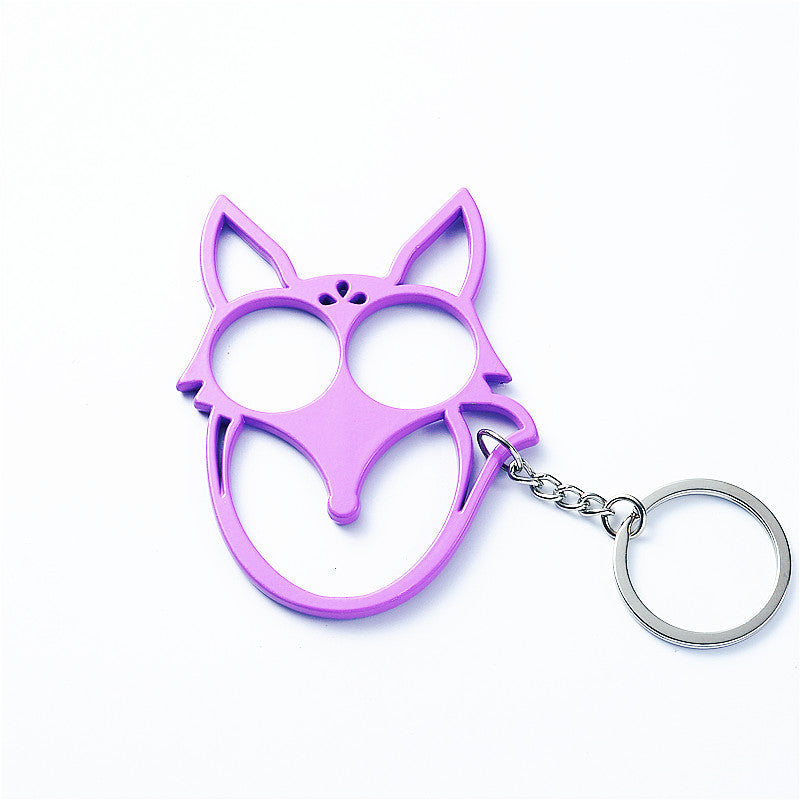 Fox Shaped Key-chain Metal Double Finger Lock Outdoor Self-defense Supplies Multifunctional