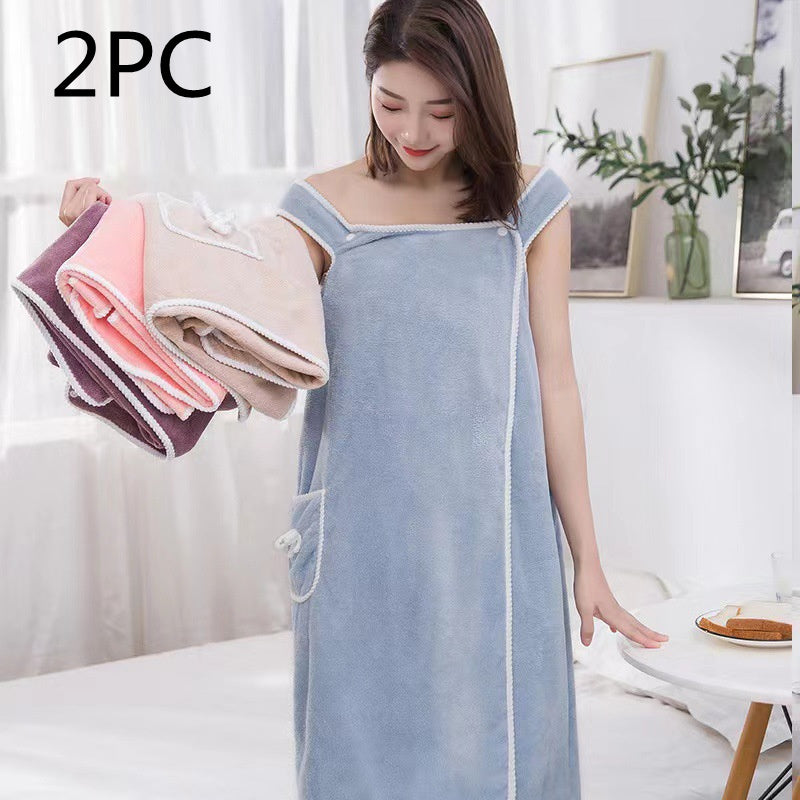 Coral Fleece Bath Skirt Pure Cotton Soft Water-absorbing Thickened Covered Bathrobe Chest-wrapped