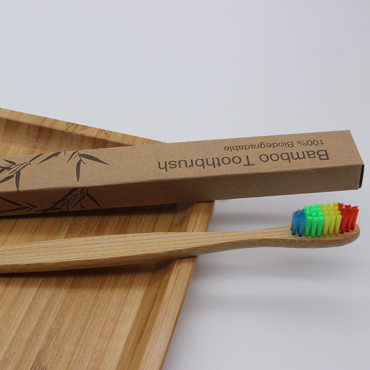 Hotel Homestay Log Brush Bamboo Carbon Hair Bristle Non-disposable Toothbrush