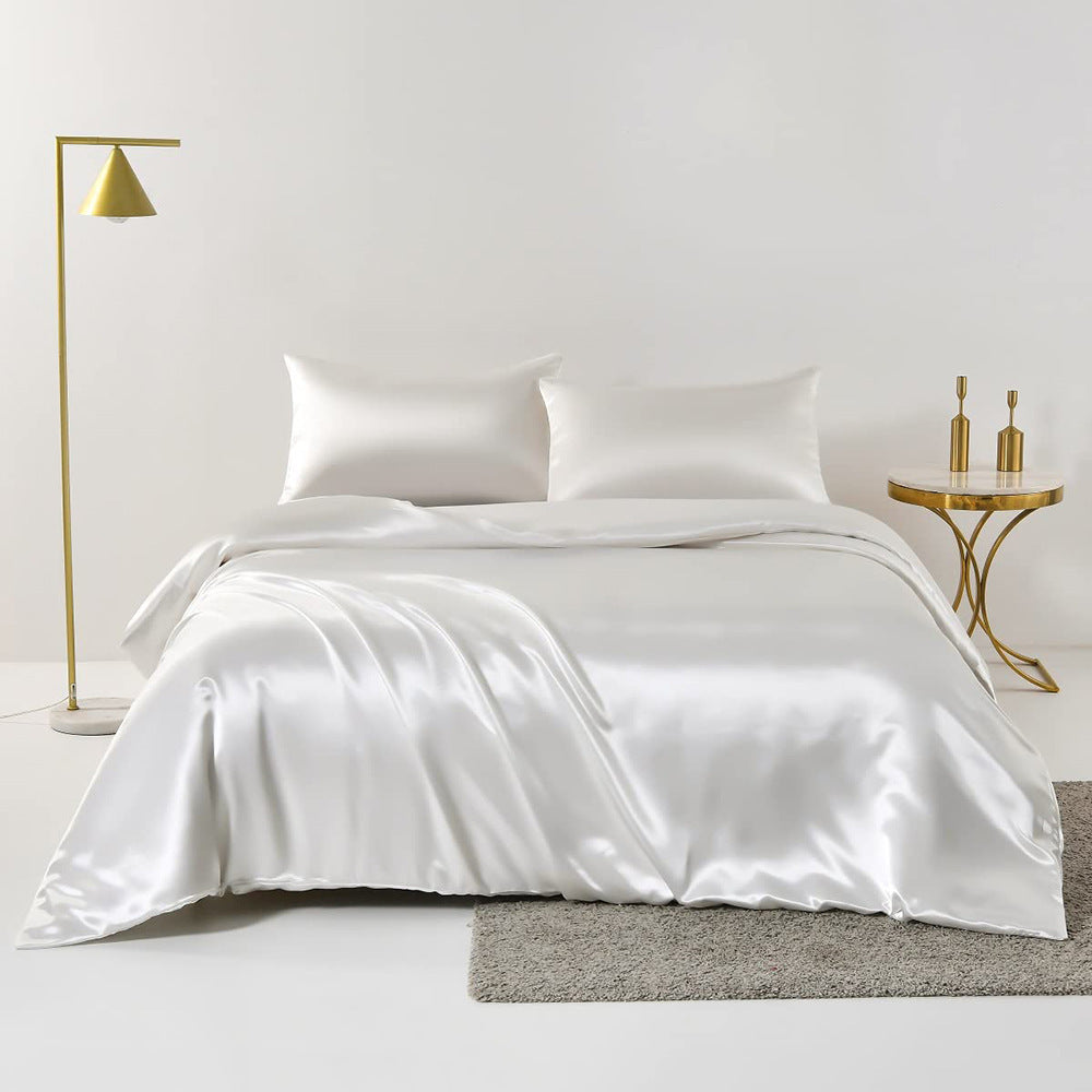 Pure Color Satin Silk-like Four-piece Set