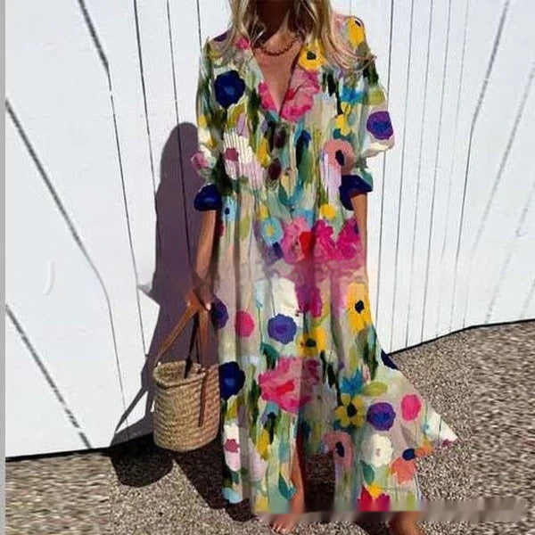 European And American Ladies Casual Printing Temperament Commute Dress