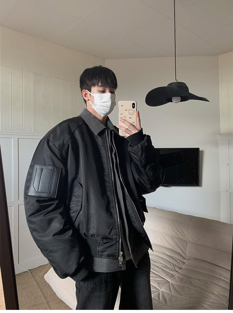 Winter High-grade Denim Stitching Two-piece Pilot Jacket