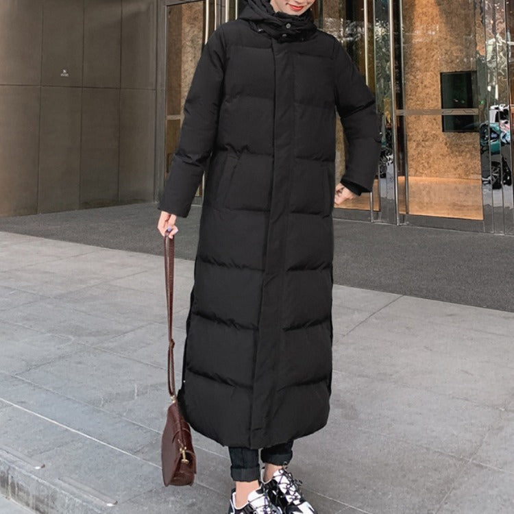 Korean style loose padded padded jacket over the knee mid-length padded padded jacket