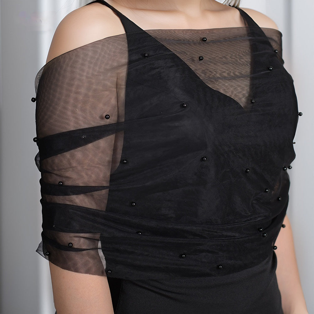 VG73 Wedding Dress Bridesmaid Toast Dress Single-breasted Bridal Shawl