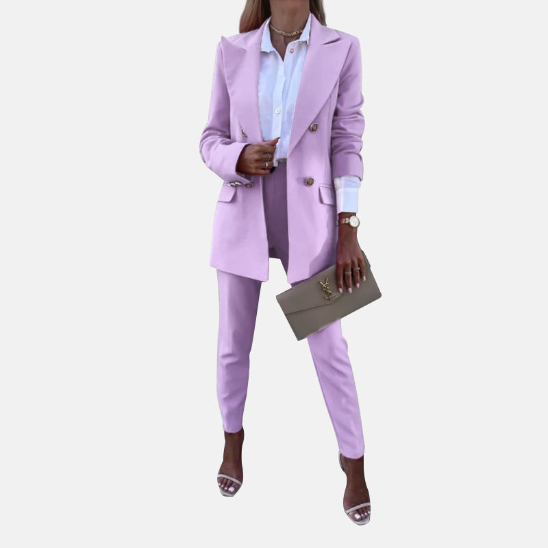 Two Piece Suit With Solid Color Temperament