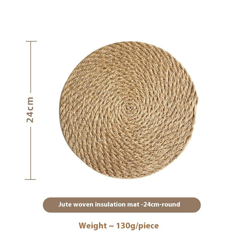 Coarse Jute Heat Proof Mat Half-handmade Woven Placemat Flax Anti-scald Placemat