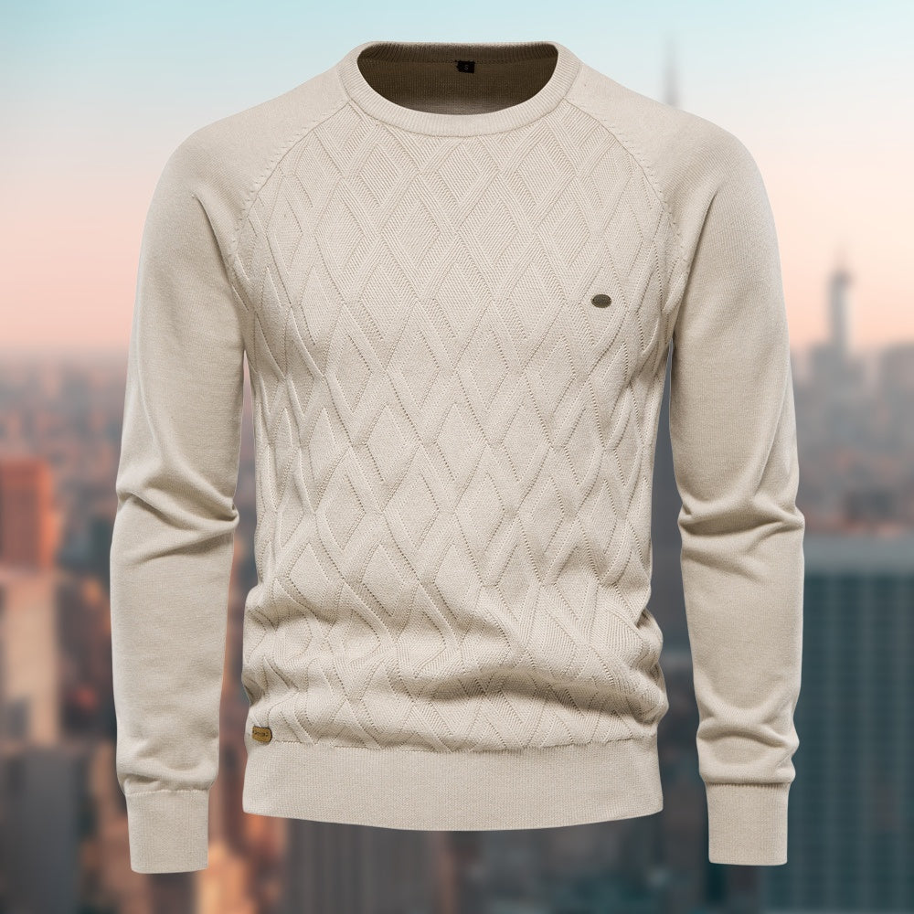 New Cotton Men's Sweater Pullover Solid Color