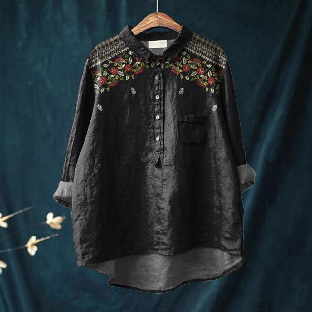 European And American Long Sleeve Shirt 5 Button Cardigan Hawaiian Style Shirt