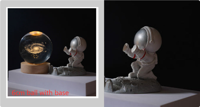 3D Crystal Ball Night Light Solar System Cosmic Theme LED Decoration Light Wooden Base Astronomy Nightlights Birthday Gift