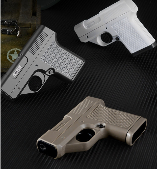 Focus One-click Trigger Linkage Decompression Toy Direct Punching Windproof Thick And Fine Smoke Pistol Lighter