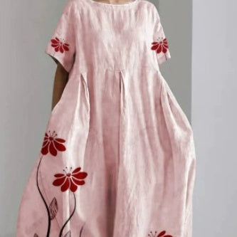 Women's Loose Short Sleeve Dress Comfortable 3D Digital Printing