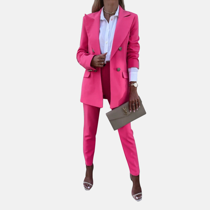 Two Piece Suit With Solid Color Temperament