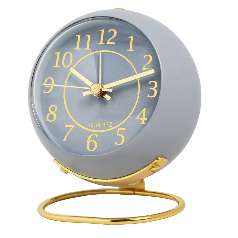 Convex Glass Ring Base Metal Clock Bedside