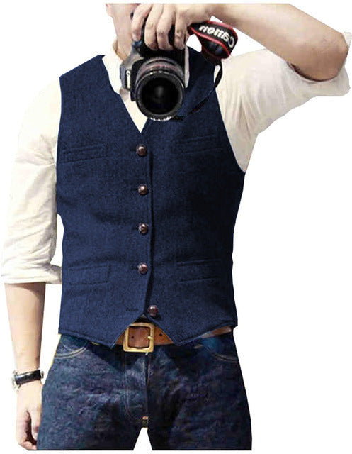 Slim-fit Herringbone Vest Casual Business Professional Formal Wear Groomsmen