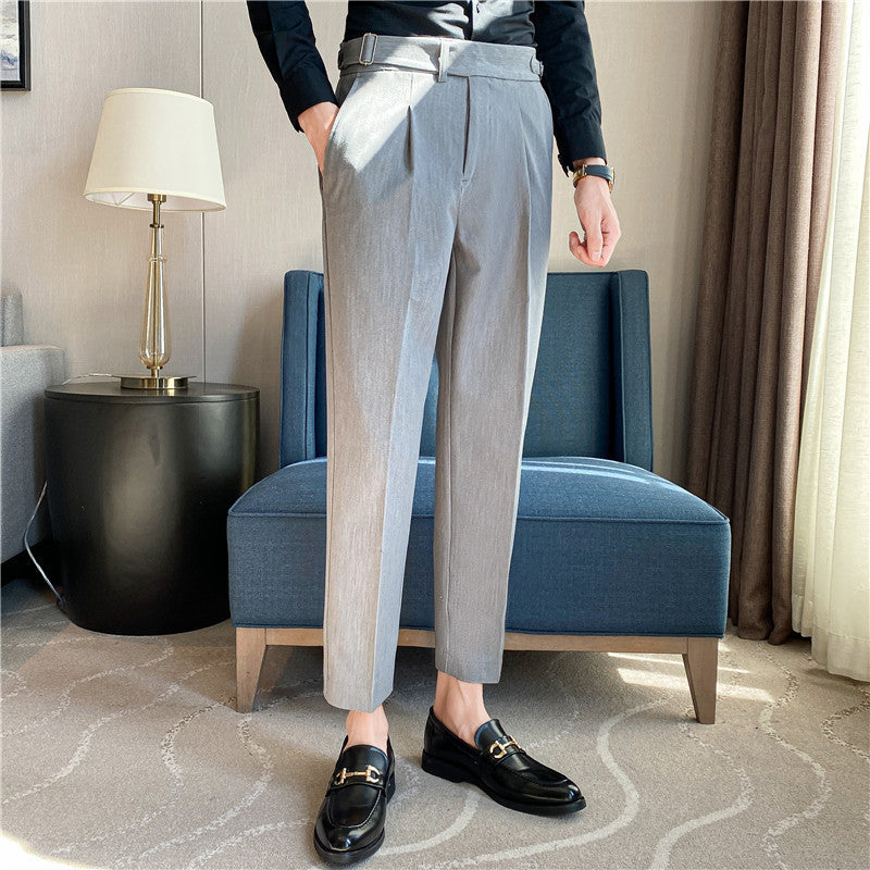 Men's Italian Striped Casual High Waist Business Casual Pants