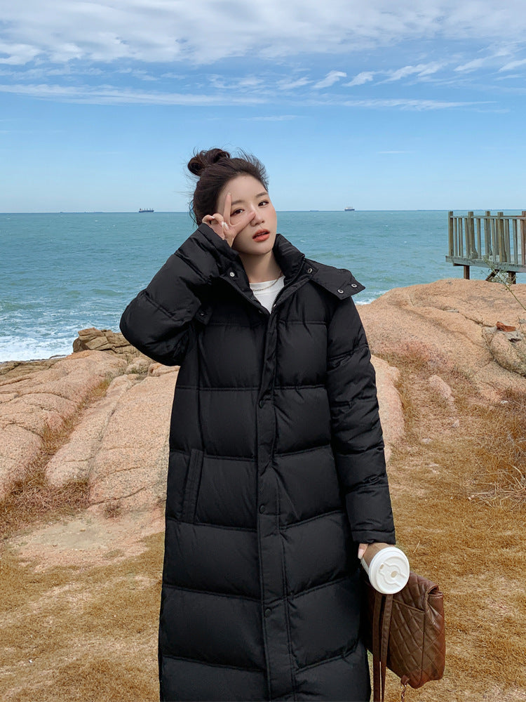 New Long Down Jacket Female Ultralong Overknee Thickened White Duck Down Coat