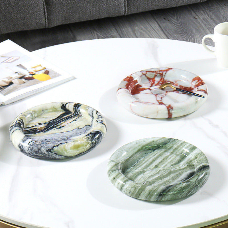 Household Fashion Natural Marble Round Fruit Plate