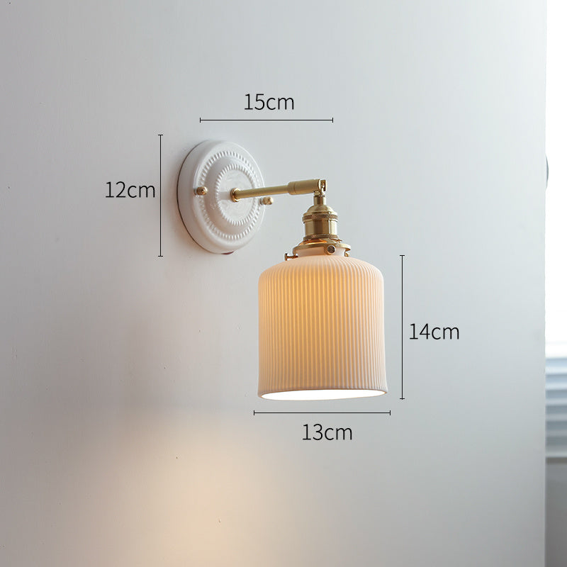 Ceramic Nordic Bedroom Bedside Full Copper Wall Lamp