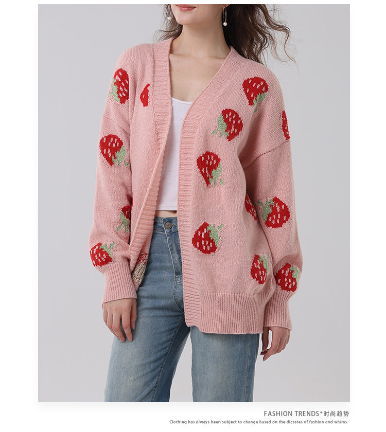 Women's Comfort And Casual Strawberry Sweater
