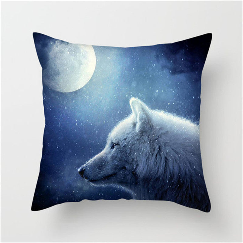 Home Decoration Without Pillow Core 3D Fluorescent Wolf Polyester Pillowcase
