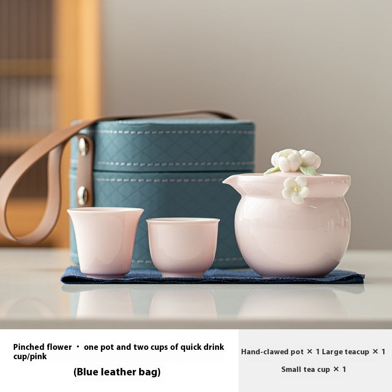 Travel Tea Set Quick Cup One Pot Two Cups Portable