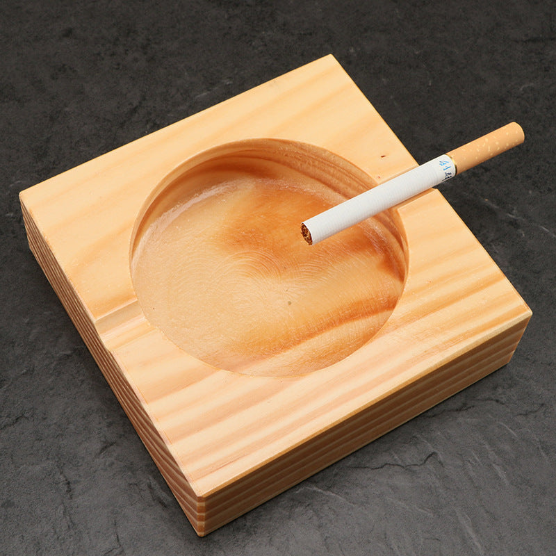 Creative Square Wooden Solid Wood Ashtray