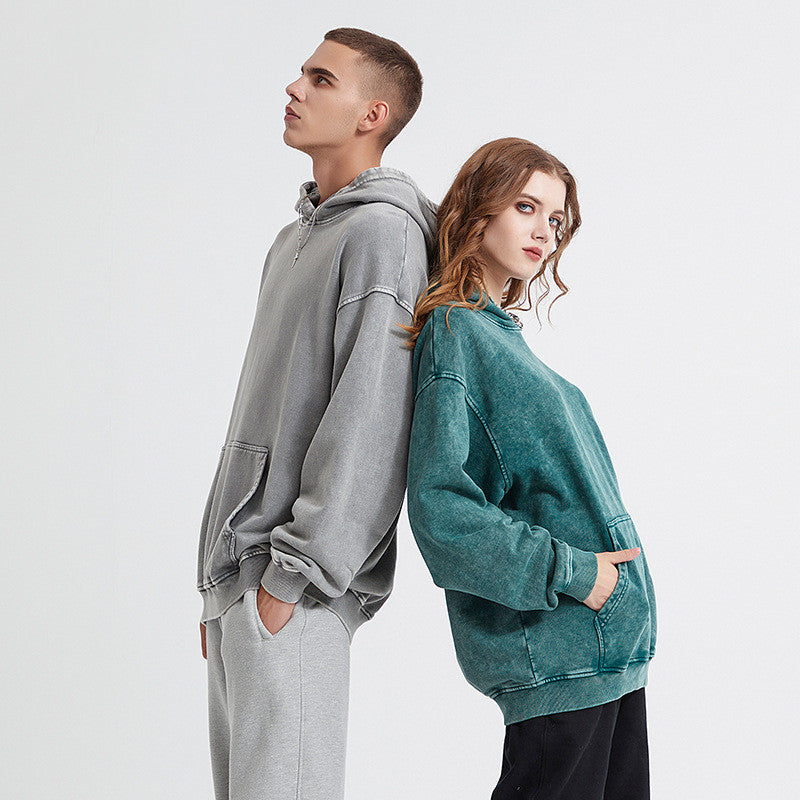 Thick Washed Batik Distressed Hoodie