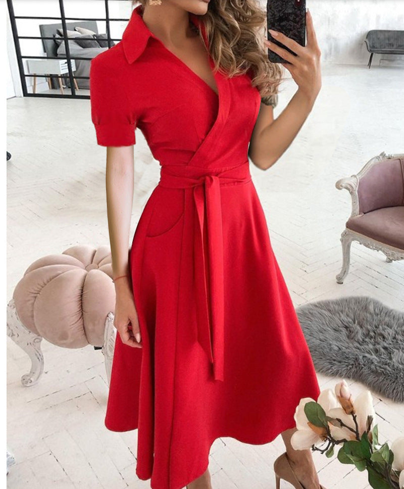 Fashion Long Sleeve V-neck Printed Sheath Dress