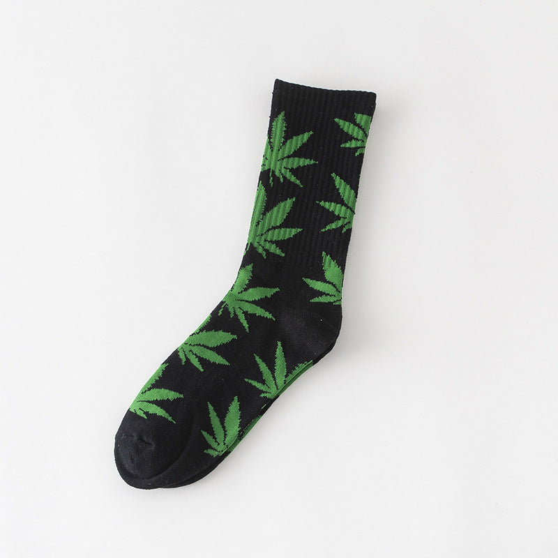 Women's Leaves Are Cotton Middle Tube Socks Thick