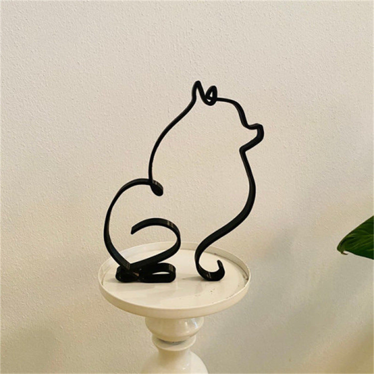 Simple Metal Dog Art Sculptured Ornaments Home Decoration
