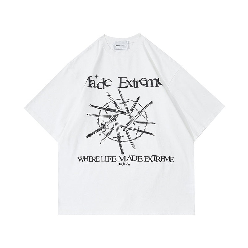 Men's Retro Alphabet Short-sleeved Couple T-shirt