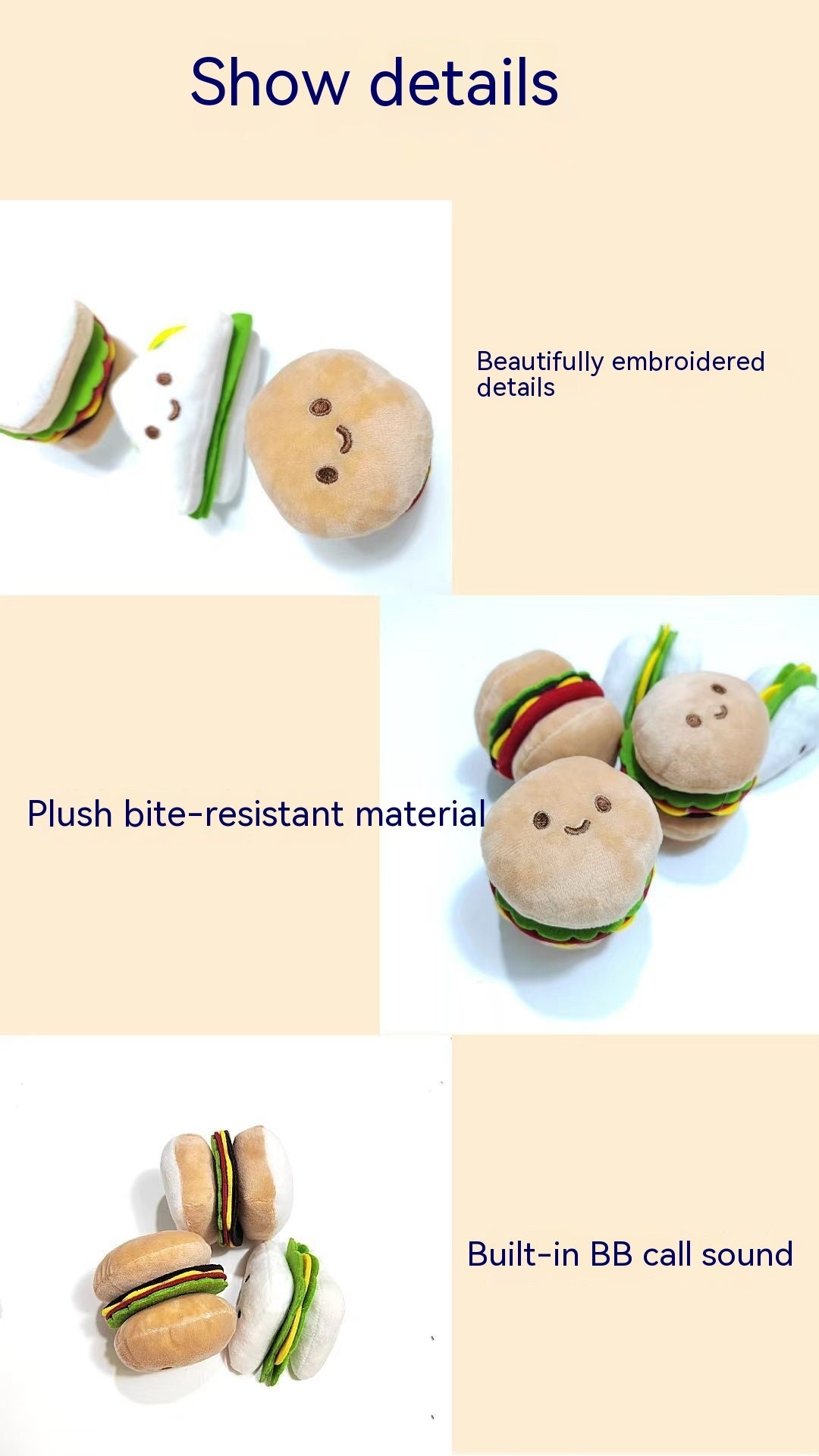 Decompression Hamburger Pet Sounding Toy