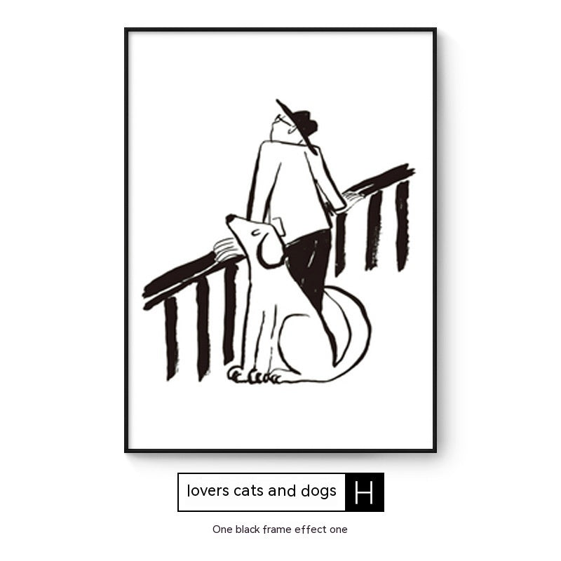 Cat And Dog Abstract Style Decorative Painting Interesting Art Style