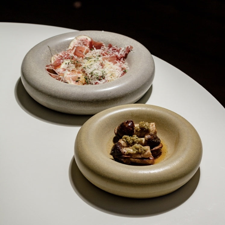 Nordic Kiln Baked Thick Bread Plate Deep Plates Restaurant Retro Cold Dish Bowl