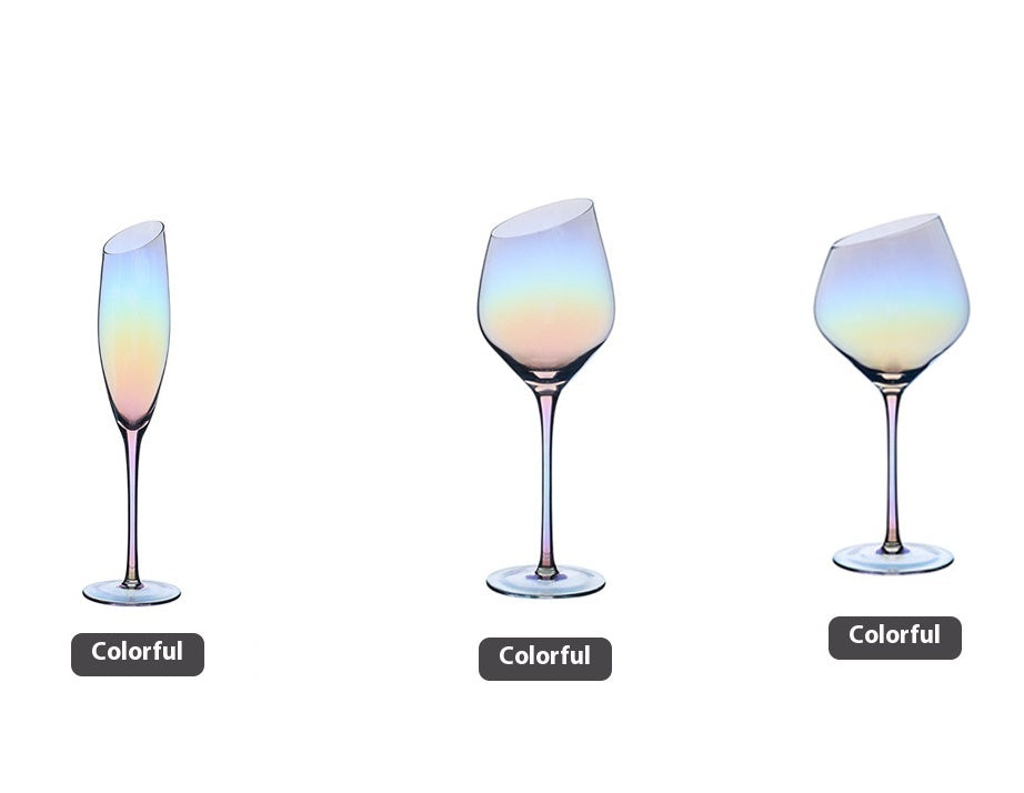 Beveled Big Belly Goblet Crystal Red Wine Electroplated Color Wine Champagne Glass