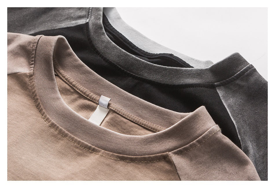 Make Old Ripped Raglan Neck T-shirt Men's Short Sleeve