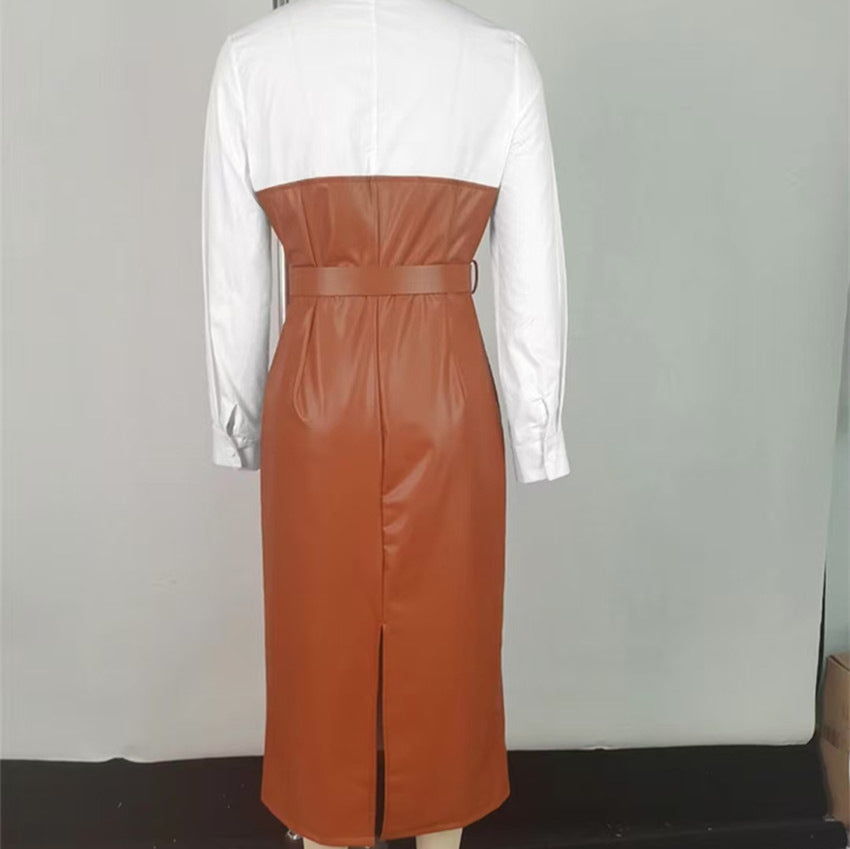 New Temperament Commute Stitching Contrasting-color Dress