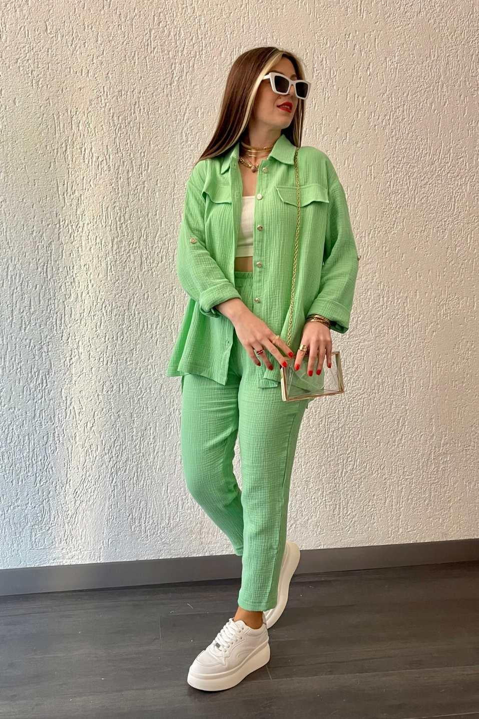 Women's Loose Long-sleeved Cropped Pants Casual Sports Shirt Outfit