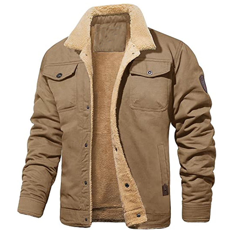 Men's European Lapel Military Multi-pocket Jacket Coat Cotton-padded Jacket Autumn And Winter