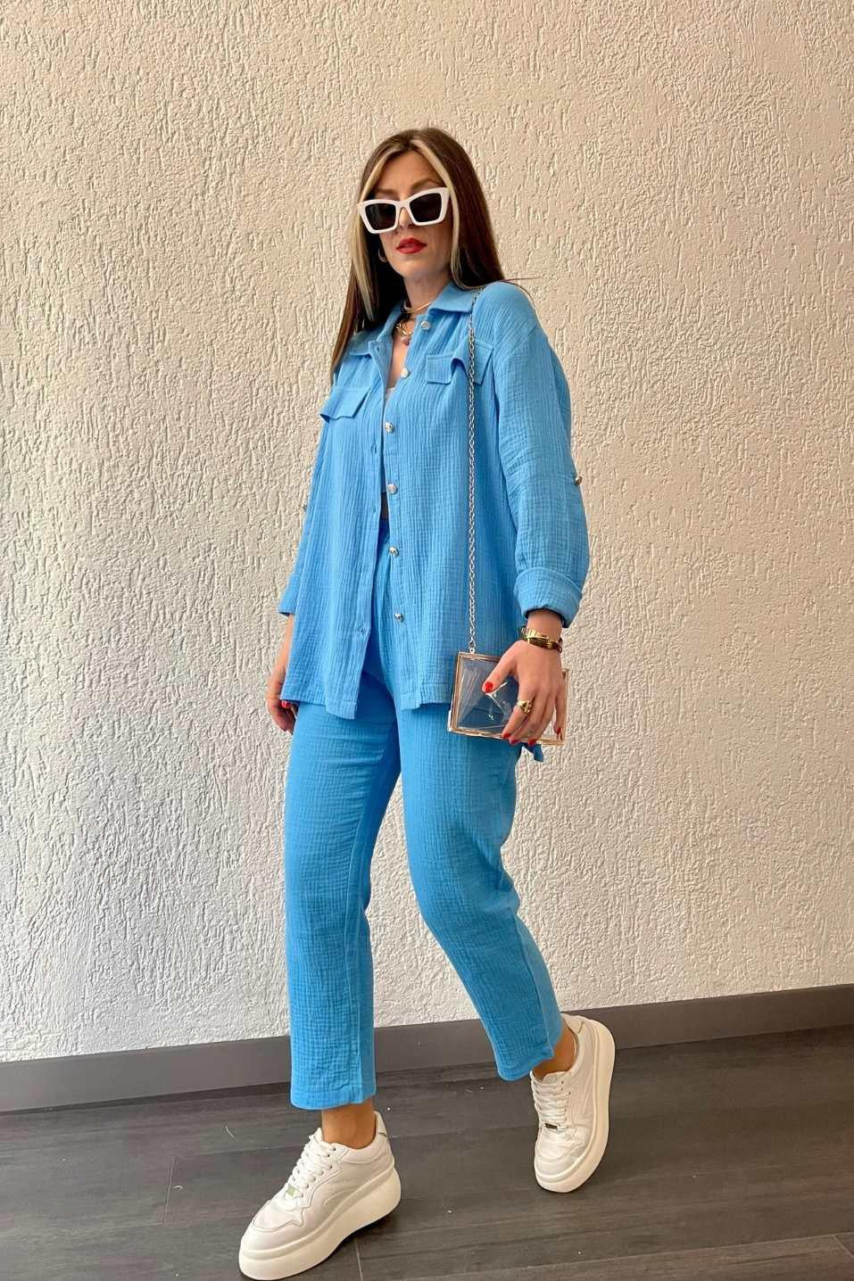 Women's Loose Long-sleeved Cropped Pants Casual Sports Shirt Outfit