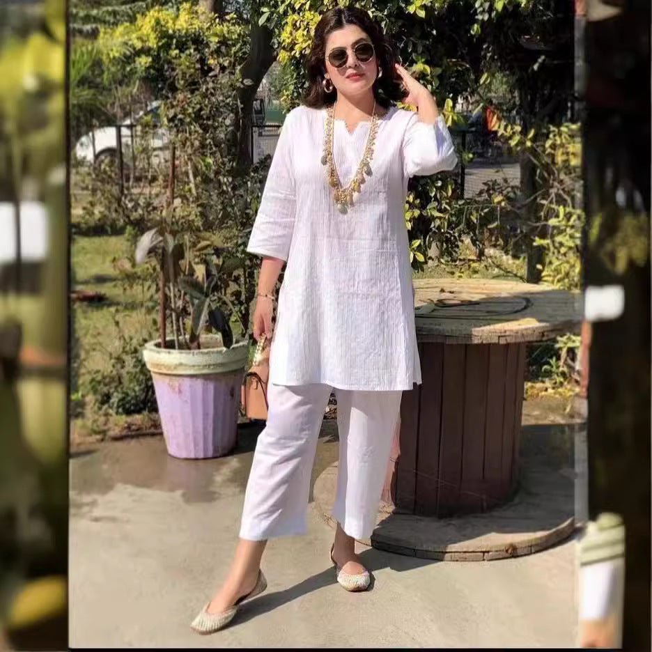 Fashion Pullover Solid Color Temperament Commute Ethnic Style Long Sleeve Clothes Two-piece Suit