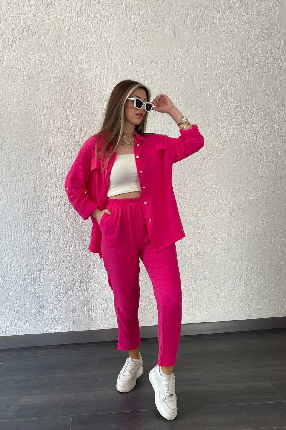 Women's Loose Long-sleeved Cropped Pants Casual Sports Shirt Outfit